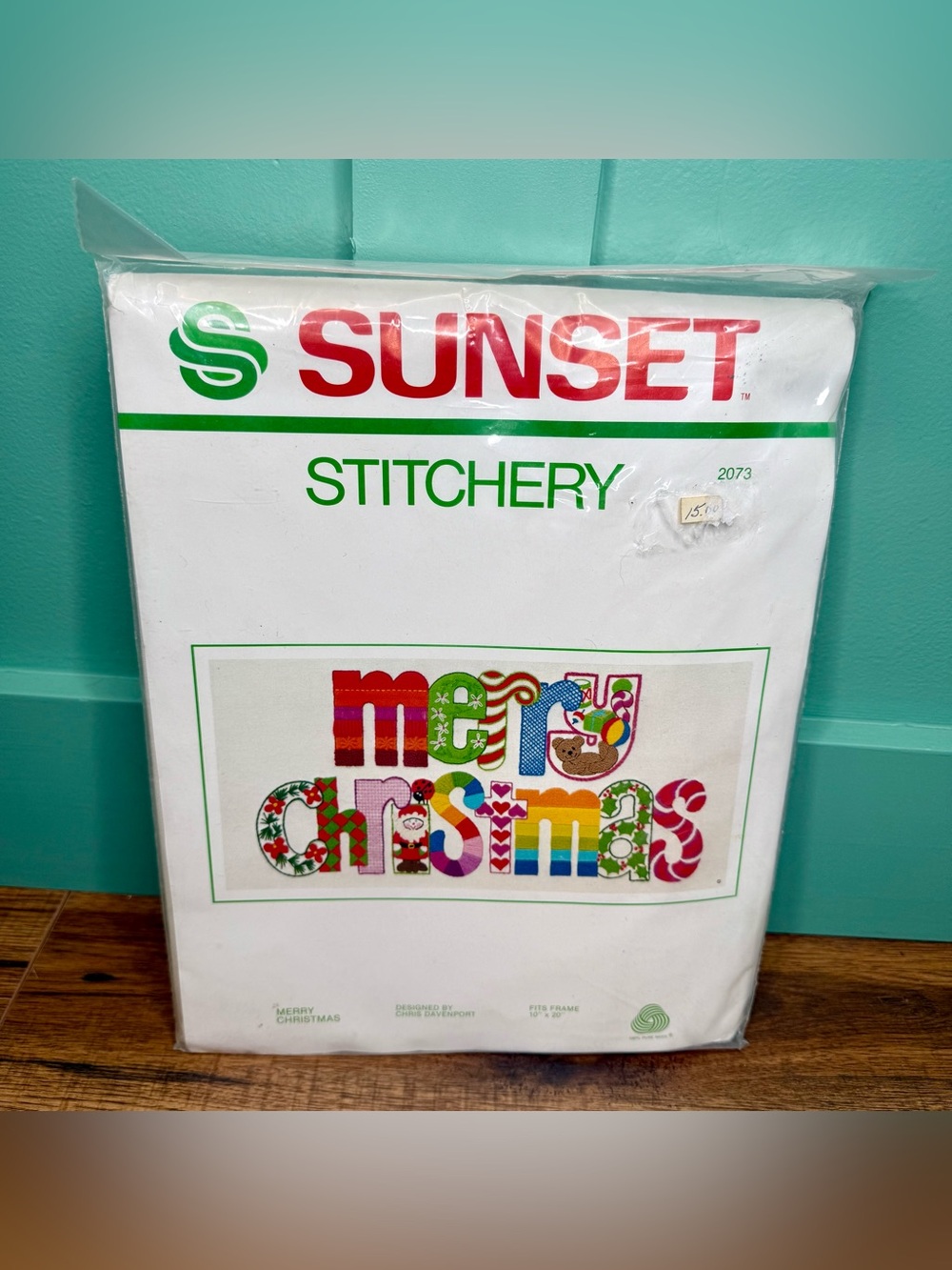 Sunset Stitchery Merry Christmas Crewel Kit New Old Stock Vintage #2073 1980